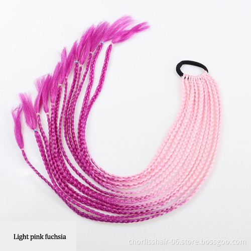 Wholesale 22''Girls Elastic Hair Rope Rubber Bands Hair Accessories Wig Ponytail Hair Ring Kids Twist Braid Rope Headband